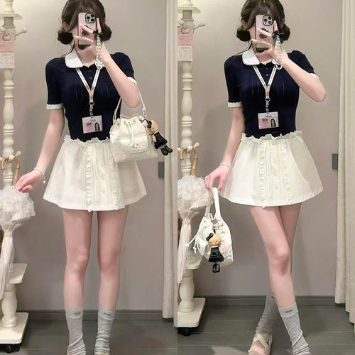 💕miu系針織撞色獨特絕美小套裝