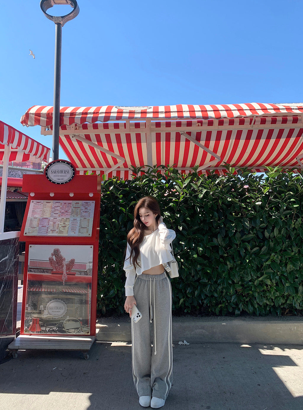 💕氣質通勤寬鬆露肩休閒褲兩件套
