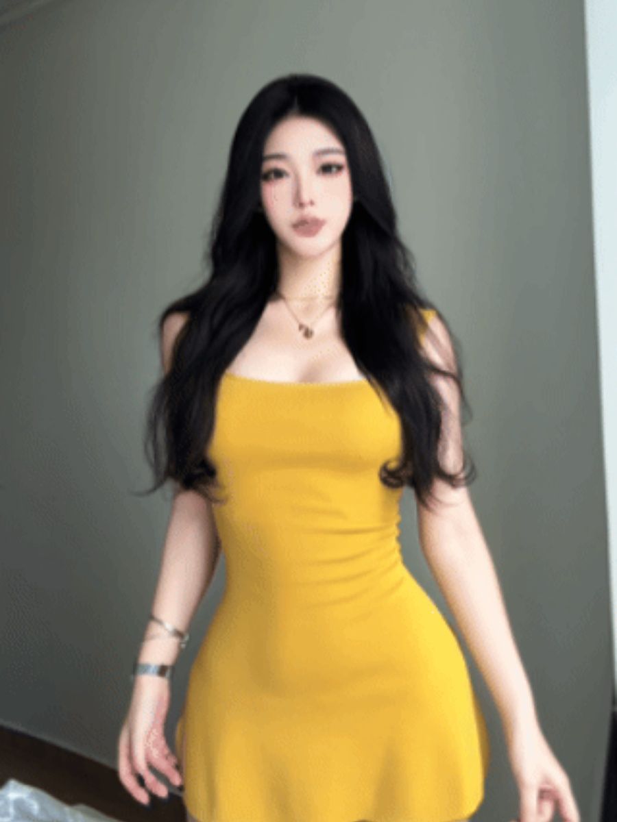 💕法式U領掐壓顯瘦甜美包臀短裙