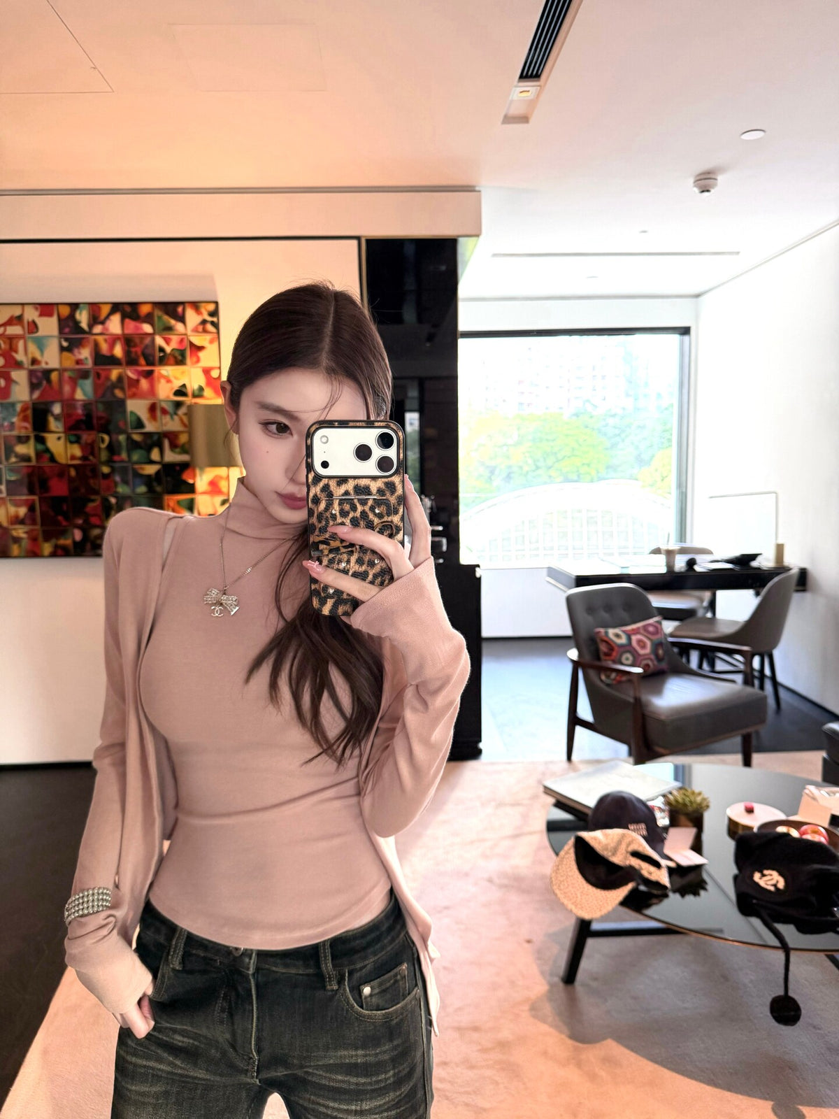 💕溫柔奶氣無袖半高領針織背心+開衫兩件套