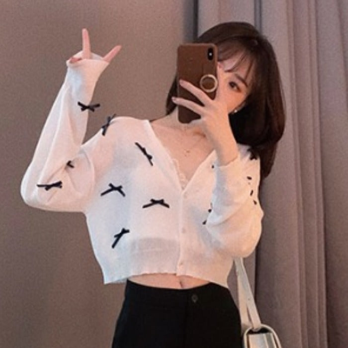 💕春夏可愛甜美蝴蝶結防曬襯衫