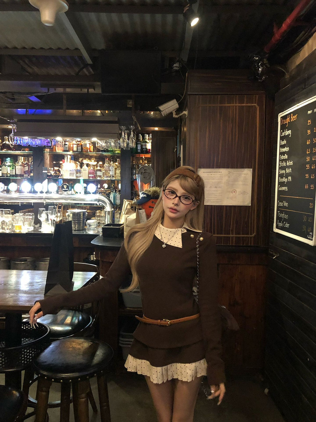 💕韓系千金咖色低調絕美兩件套