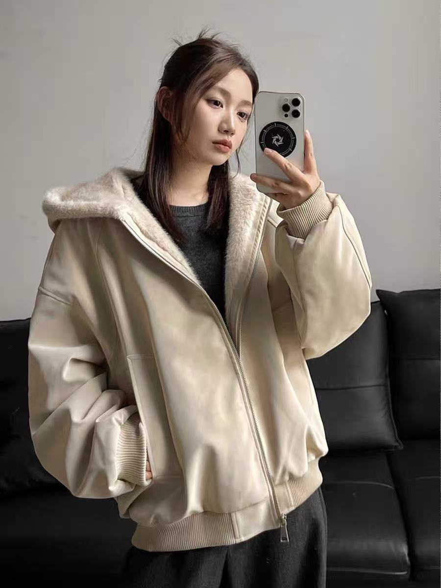 💕冬季超好看加絨加厚連帽情侶外套
