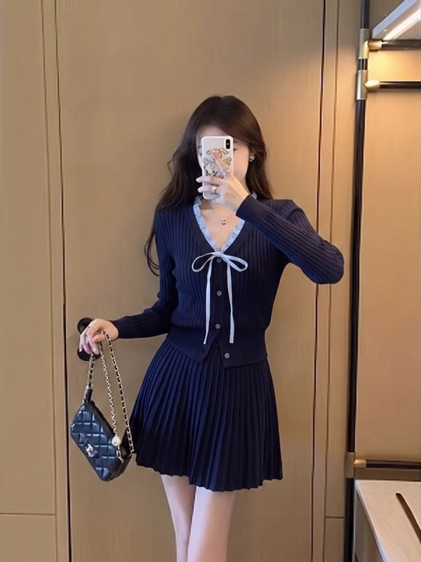 💕高級感富家千金秋冬針織套裝