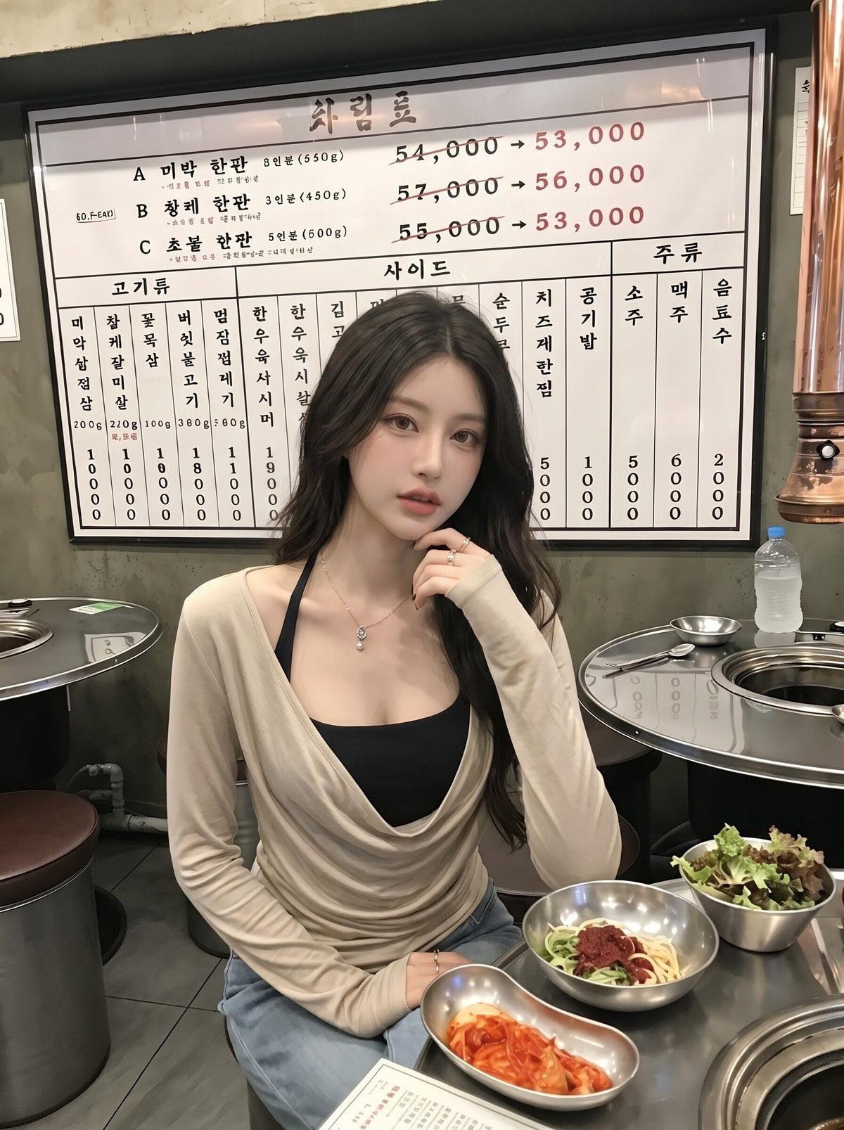 💕法式V領顯瘦掛脖帶胸墊背心拚色兩件套上衣