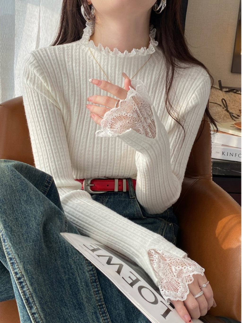 💕可愛小香風內搭針織打底半高領上衣