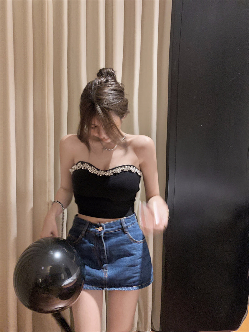 💕性感抹胸閃鑽短款內搭背心