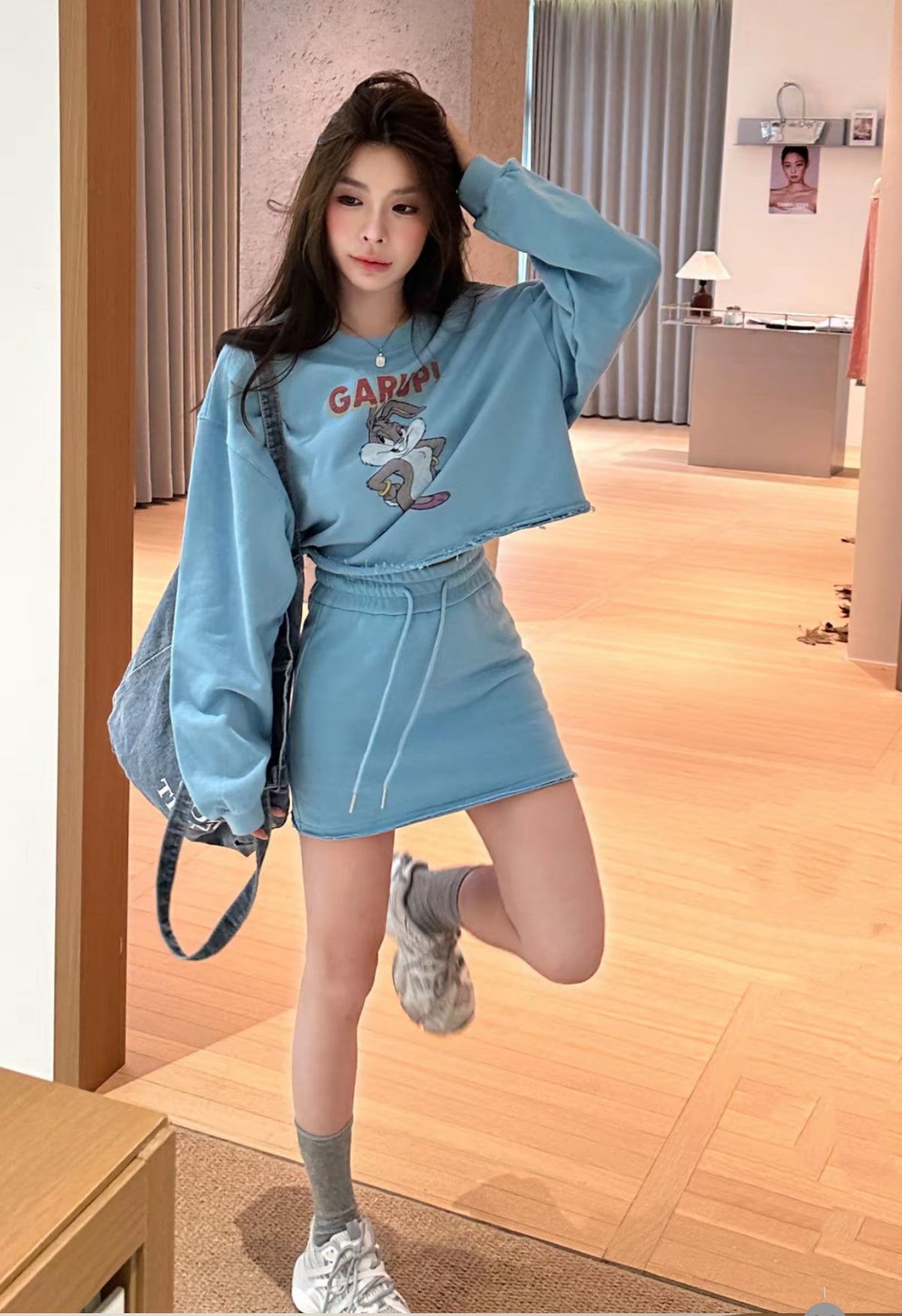 💕韓系洋氣卡通可愛兔兔套裝