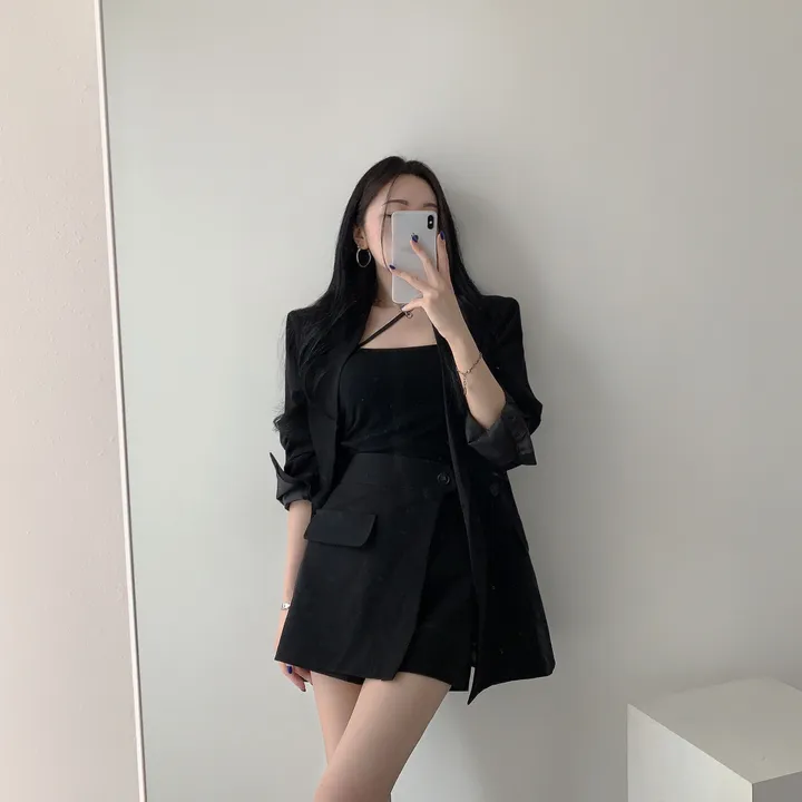 💕春秋韓版西裝短褲裙兩件套