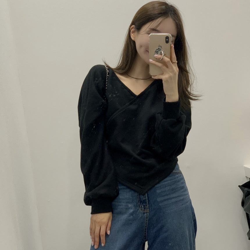 💕韓系露肩不規則休閒純色衛衣