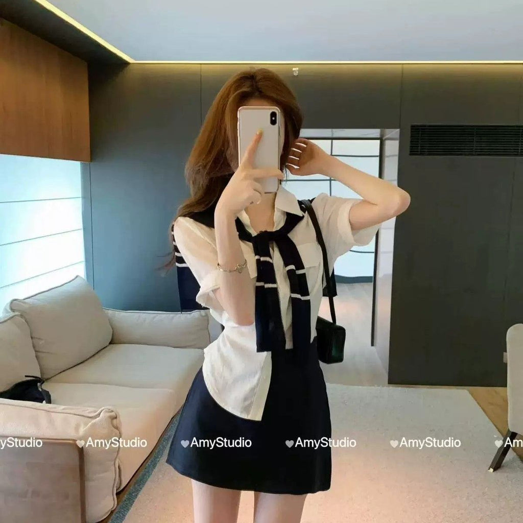 💕春夏休閒運動顯瘦半裙三件套