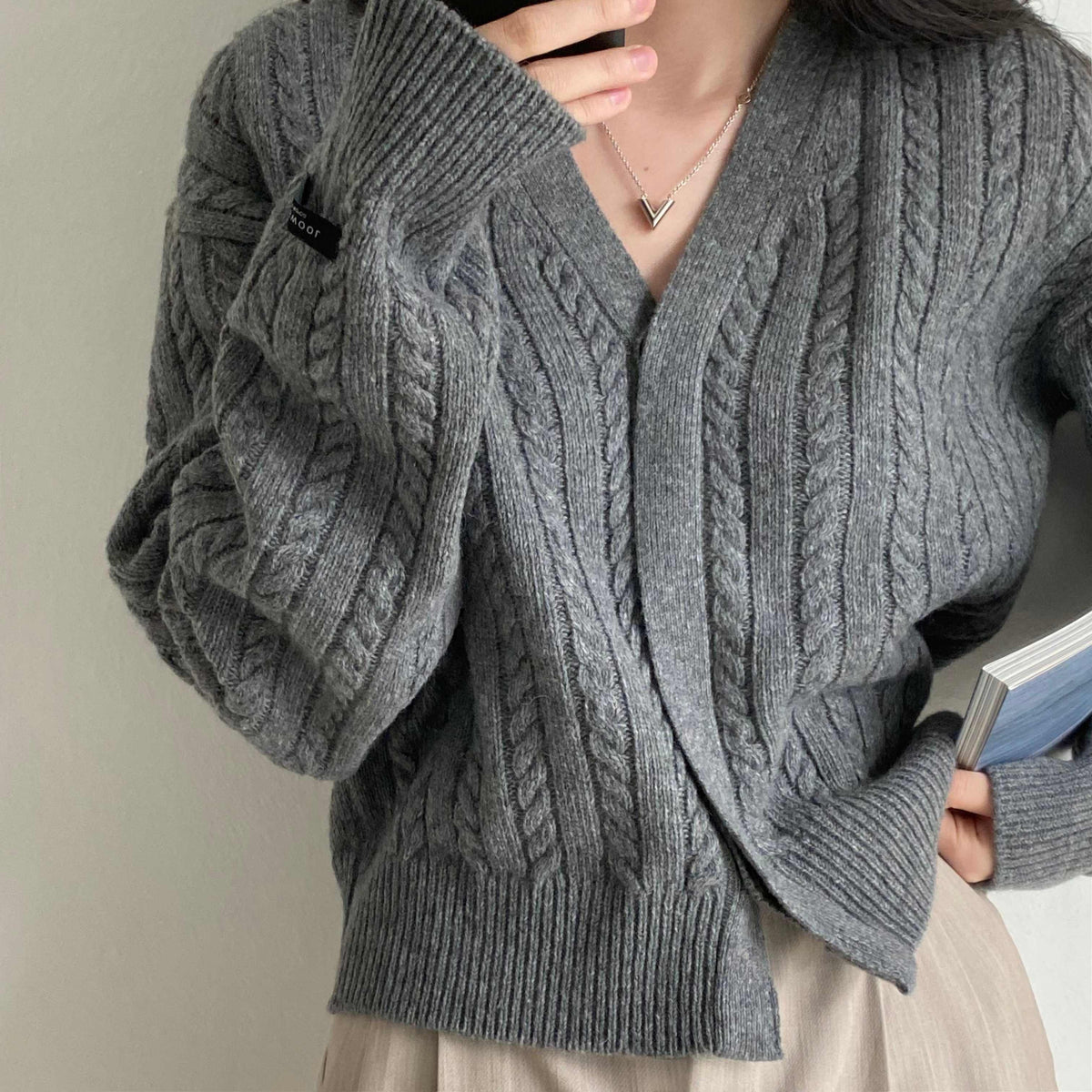 💕韓系chic秋冬復古麻花翻領毛衣