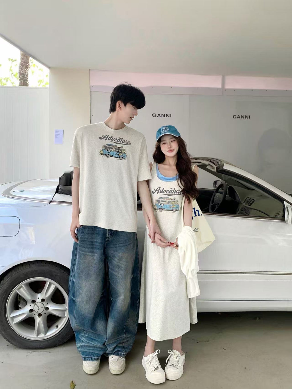 💕夏季chic韓系背心吊帶連衣裙情侶套裝