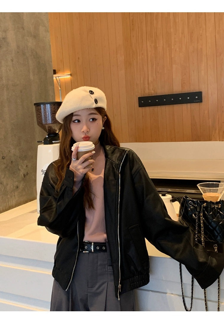 💕秋冬簡約內刷毛半高領別緻保暖上衣