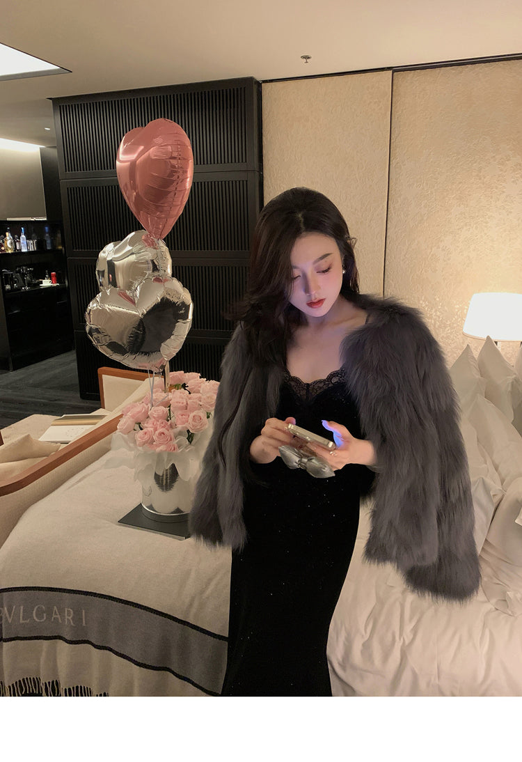 💕秋冬高級感毛茸茸加厚名媛外套
