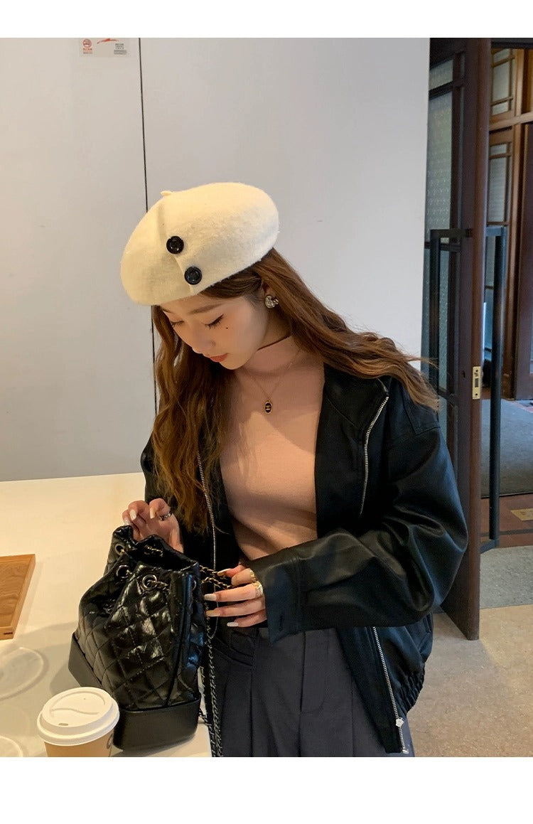 💕秋冬簡約內刷毛半高領別緻保暖上衣