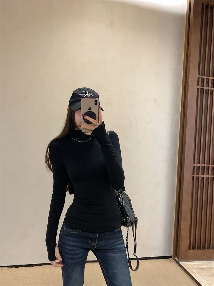 💕簡約百搭高領加絨長袖打底上衣