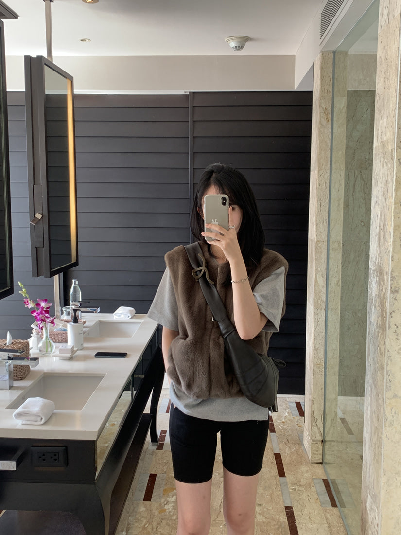 💕韓系chic水貂毛馬甲毛毛外套