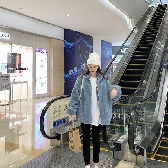 💕chic韓系羊羔毛加厚寬鬆百搭短外套