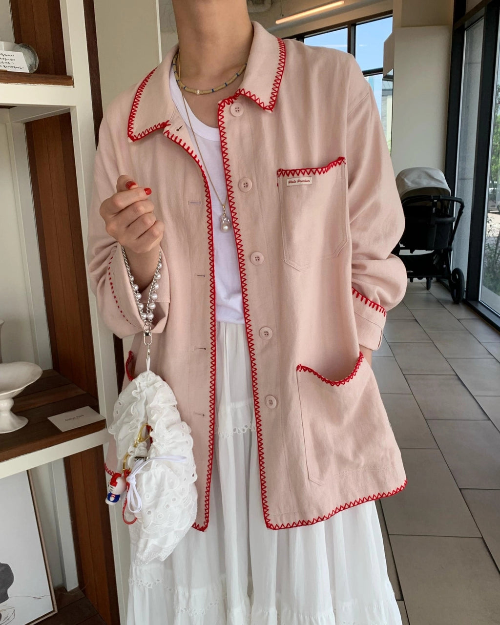 💕韓系東大門復古高腰拼接蕾絲邊蛋糕休閒長裙