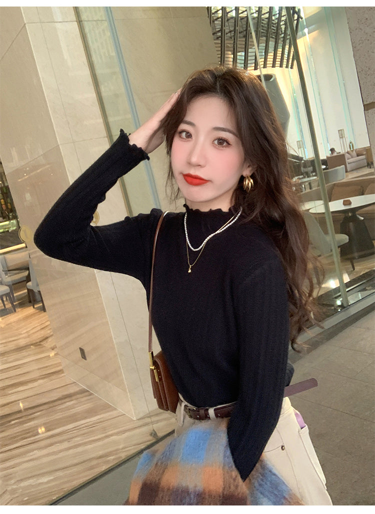 💕秋冬打底高領木耳邊針織毛衣