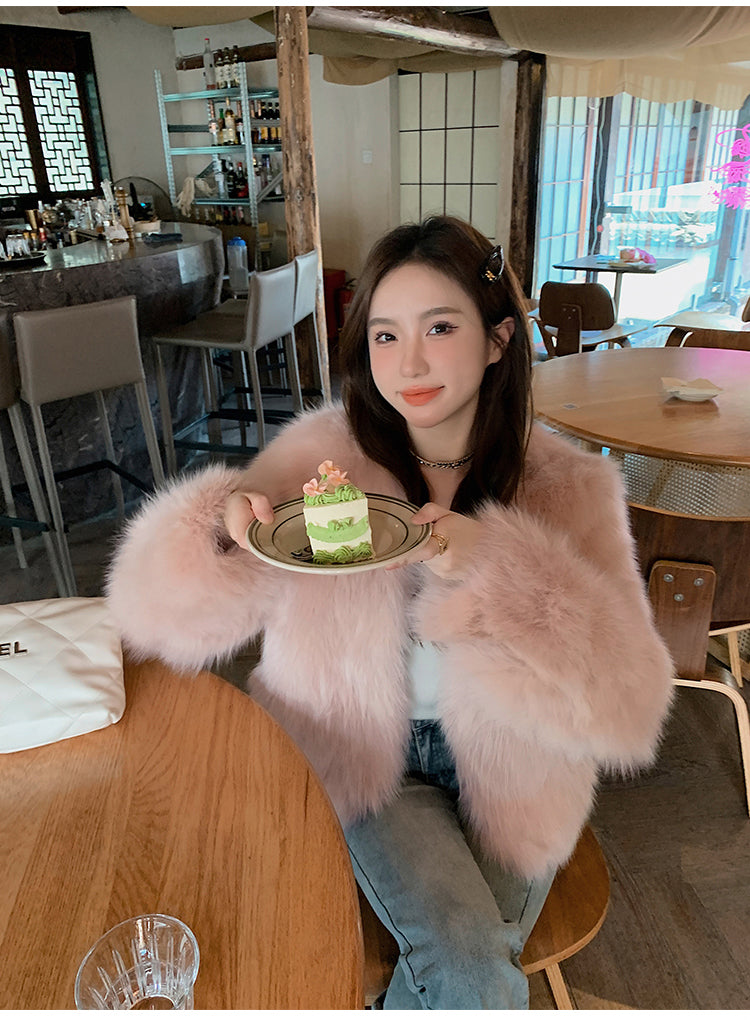 💕秋冬高級感毛茸茸加厚名媛外套