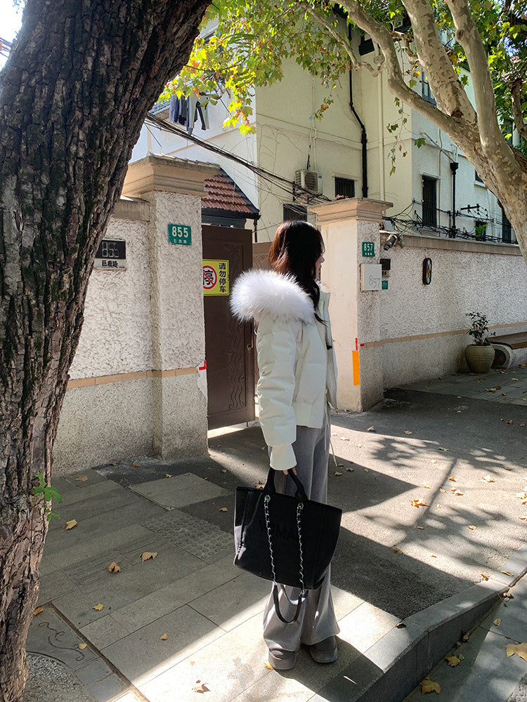 💕冬季甜美毛毛短款小個子連帽棉衣
