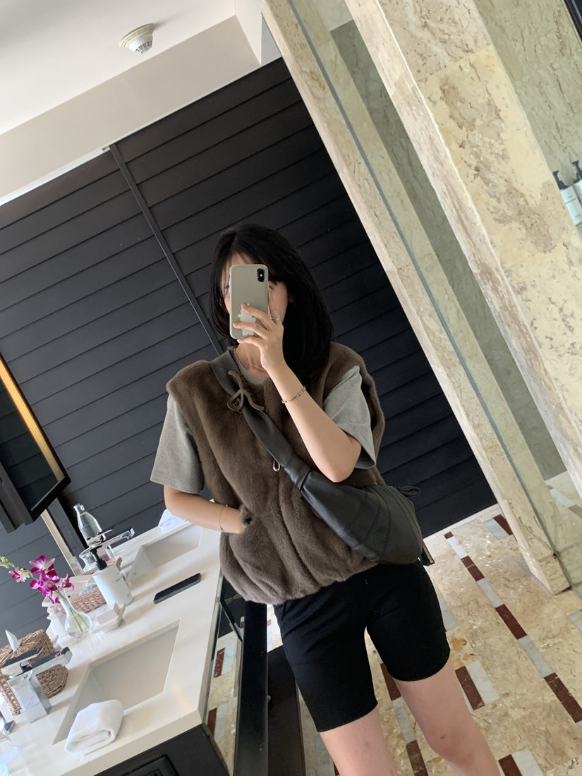 💕韓系chic水貂毛馬甲毛毛外套