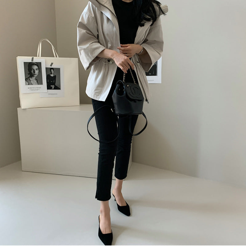 💕輕熟休閒通勤連帽夾克短外套