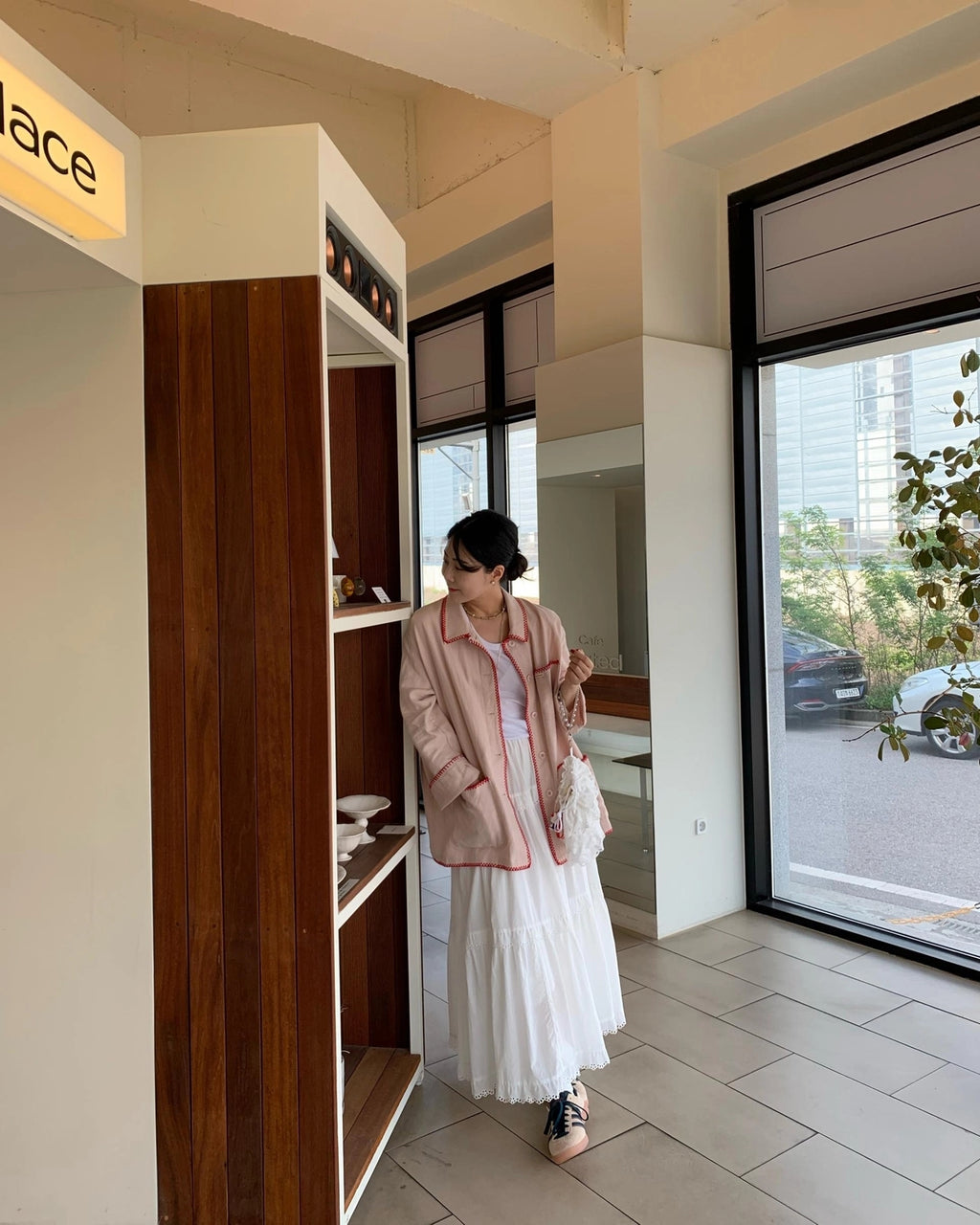 💕韓系東大門復古高腰拼接蕾絲邊蛋糕休閒長裙