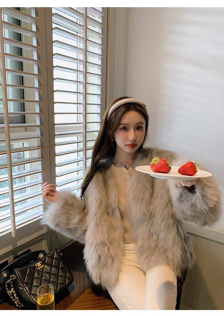 💕秋冬高級感毛茸茸加厚名媛外套