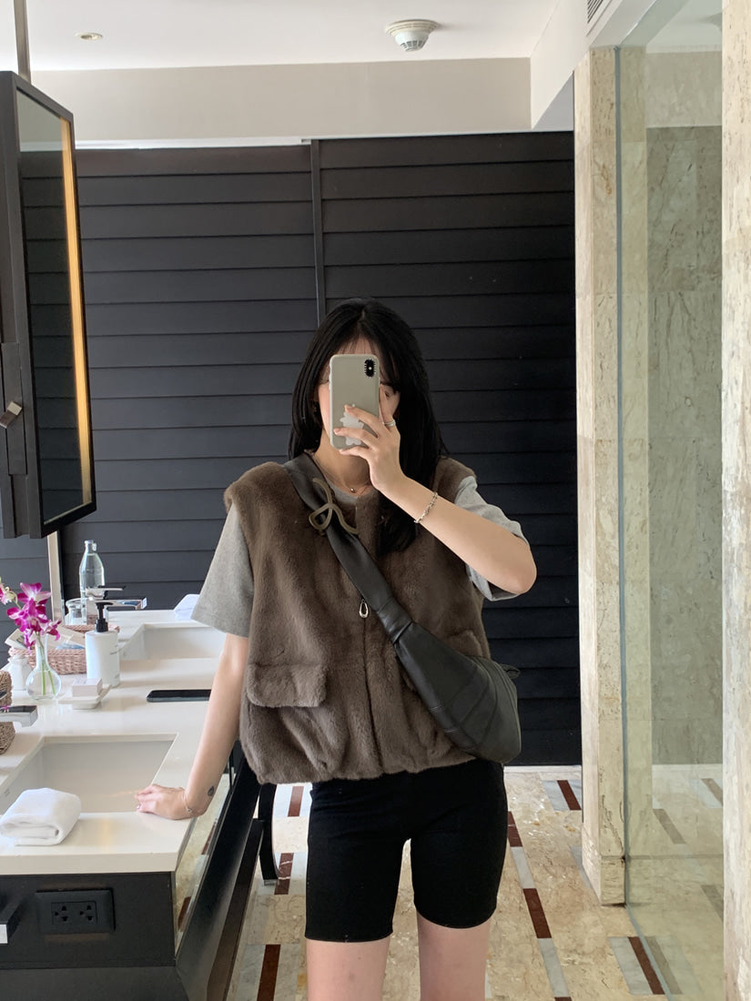 💕韓系chic水貂毛馬甲毛毛外套