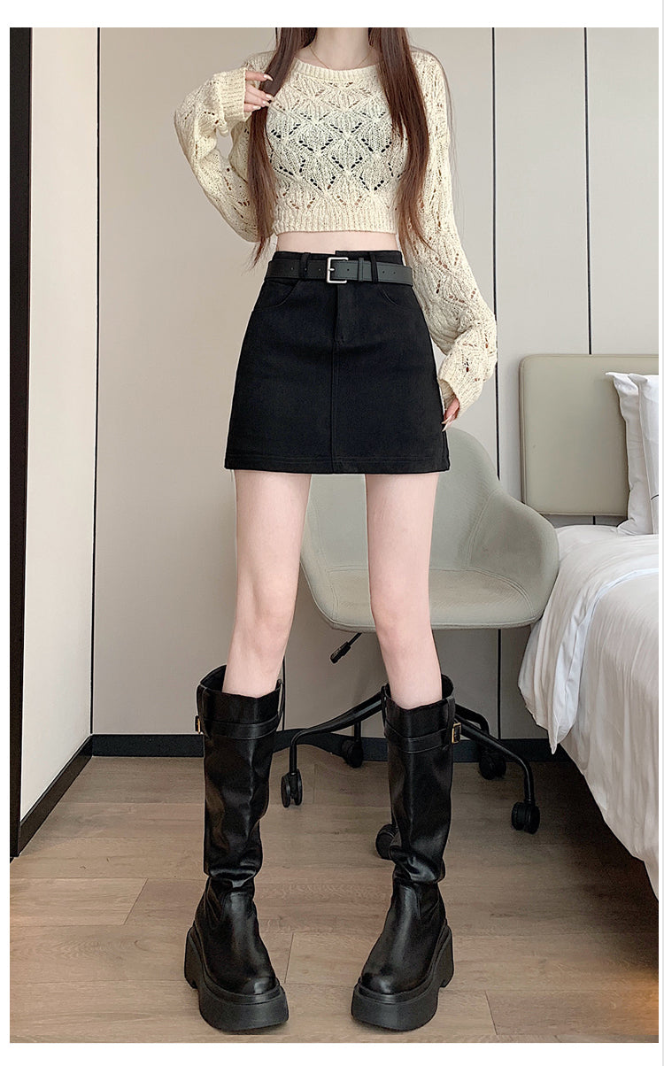💕美拉德系咖色絨毛短裙