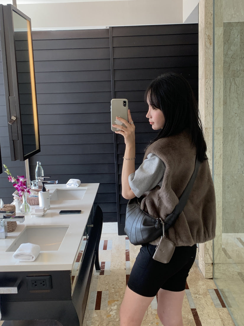 💕韓系chic水貂毛馬甲毛毛外套