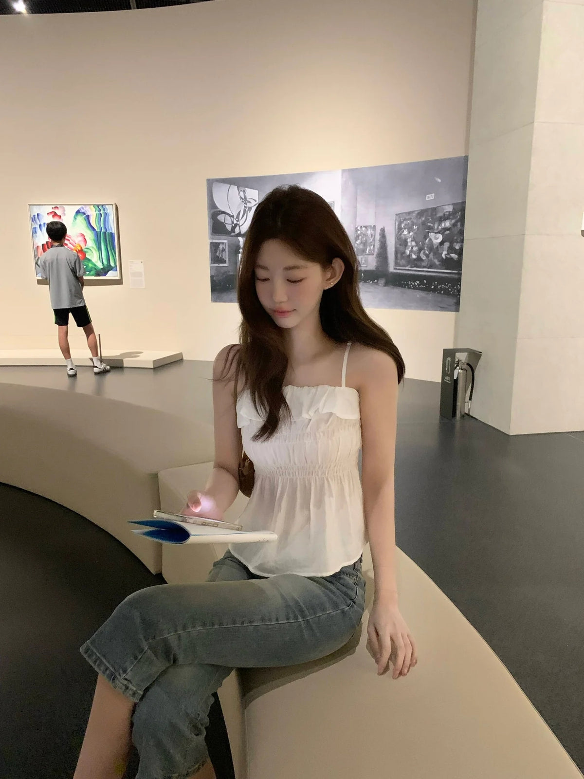💕法式氣質溫柔荷葉邊皺褶吊帶背心