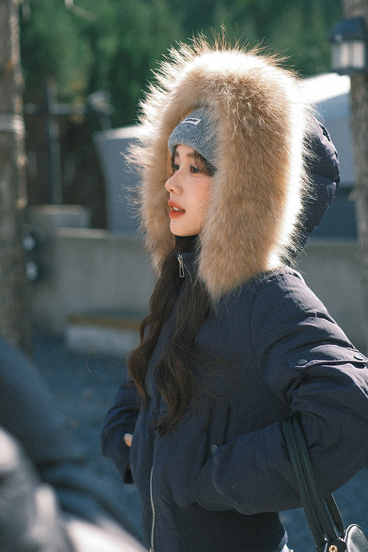 💕冬季甜美毛毛短款小個子連帽棉衣