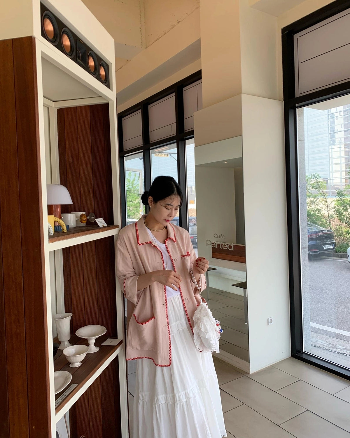 💕韓系東大門復古高腰拼接蕾絲邊蛋糕休閒長裙