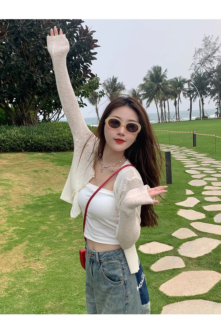 💕夏季必備薄款披肩冰絲薄紗防曬外套