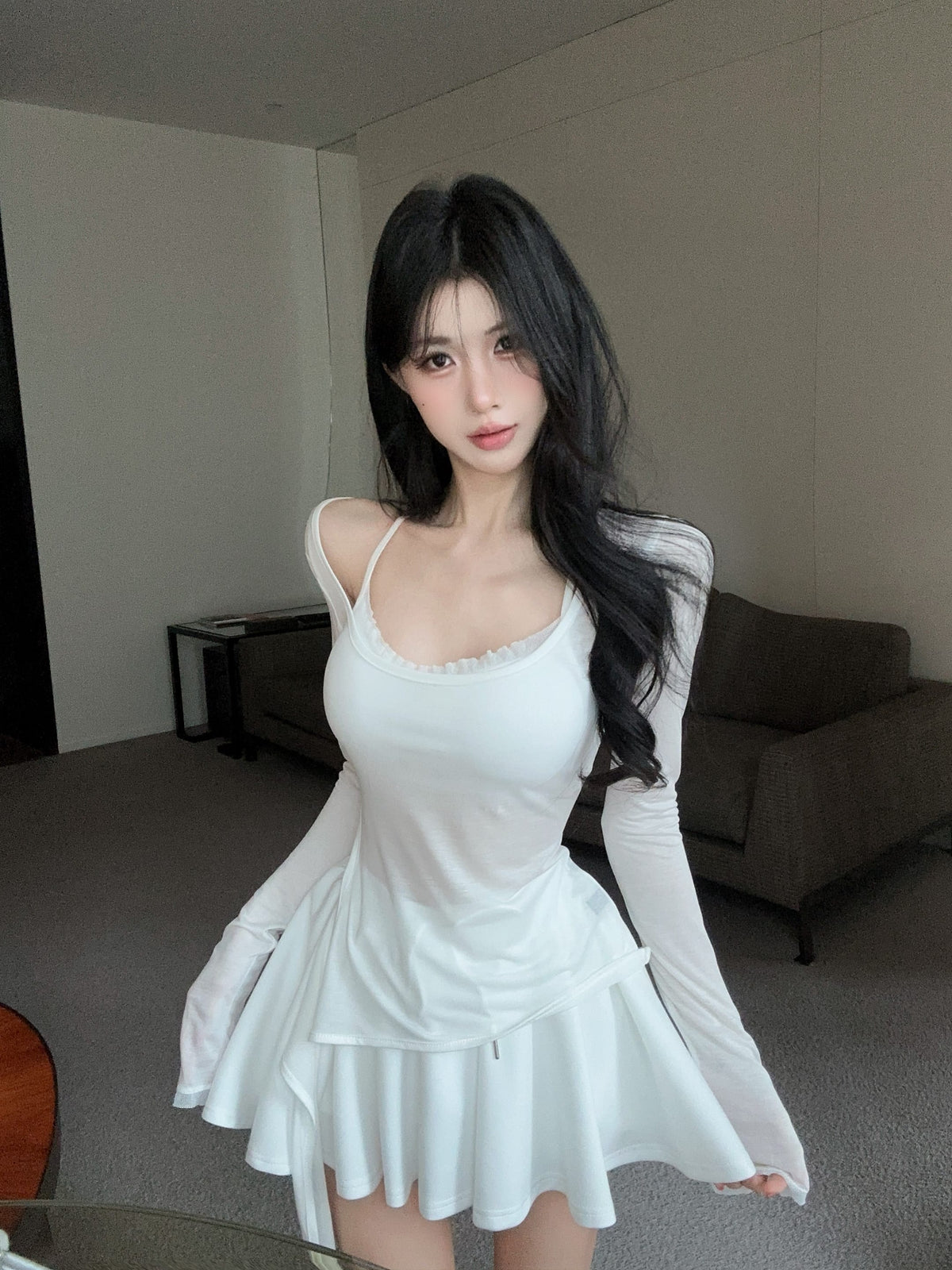 💕海邊度假防曬蕾絲吊帶抽繩三件套