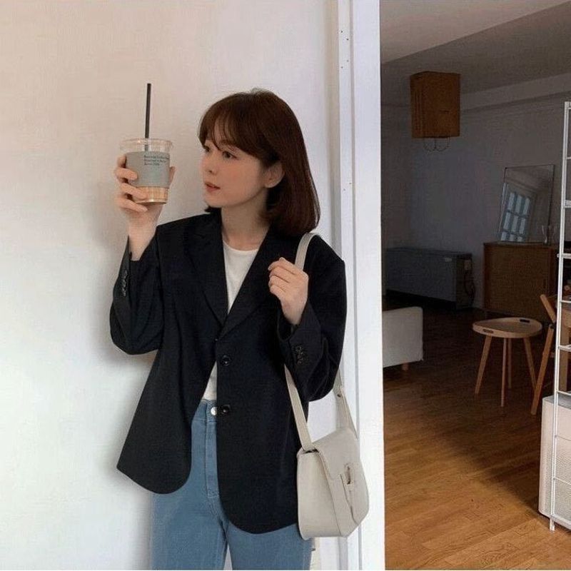 💕春季小西裝修身洋氣通勤短款外套