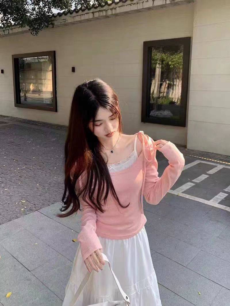 💕溫柔約會芭蕾減齡顯瘦短款打底上衣
