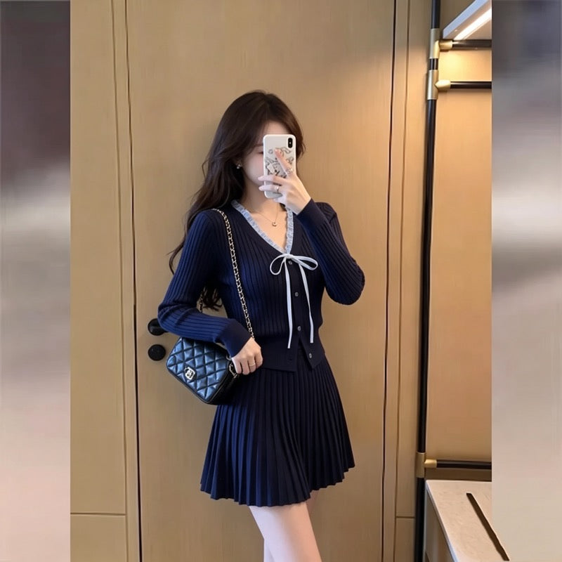 💕高級感富家千金秋冬針織套裝