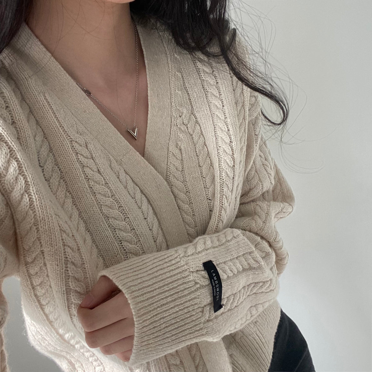 💕韓系chic秋冬復古麻花翻領毛衣