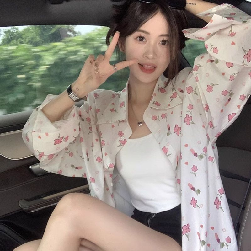 💕甜美薄款小花朵防曬襯衫外搭
