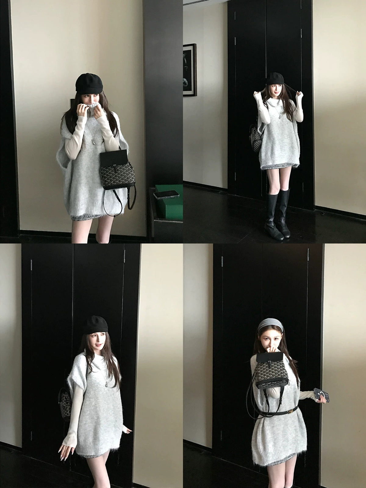 💕春季疊穿羊毛拉毛高領背心馬甲慵懶毛衫