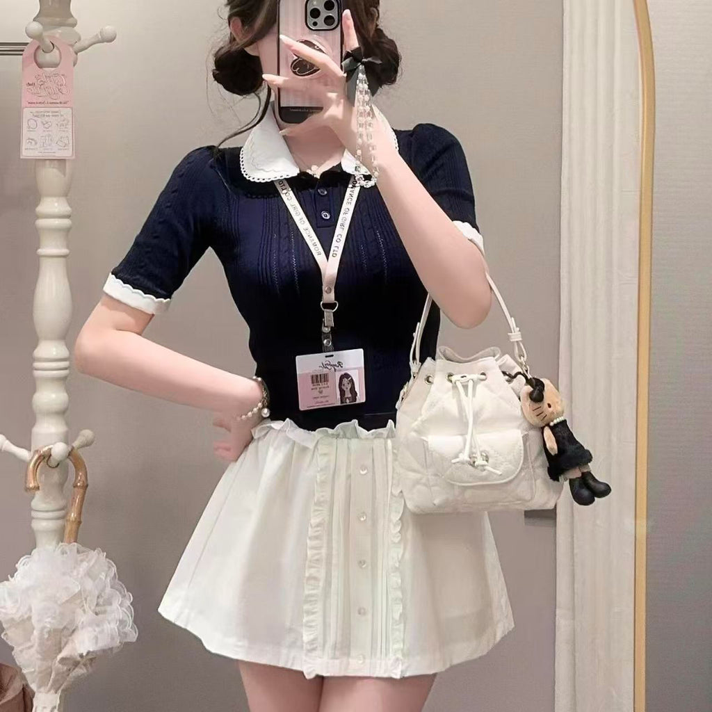 💕miu系針織撞色獨特絕美小套裝