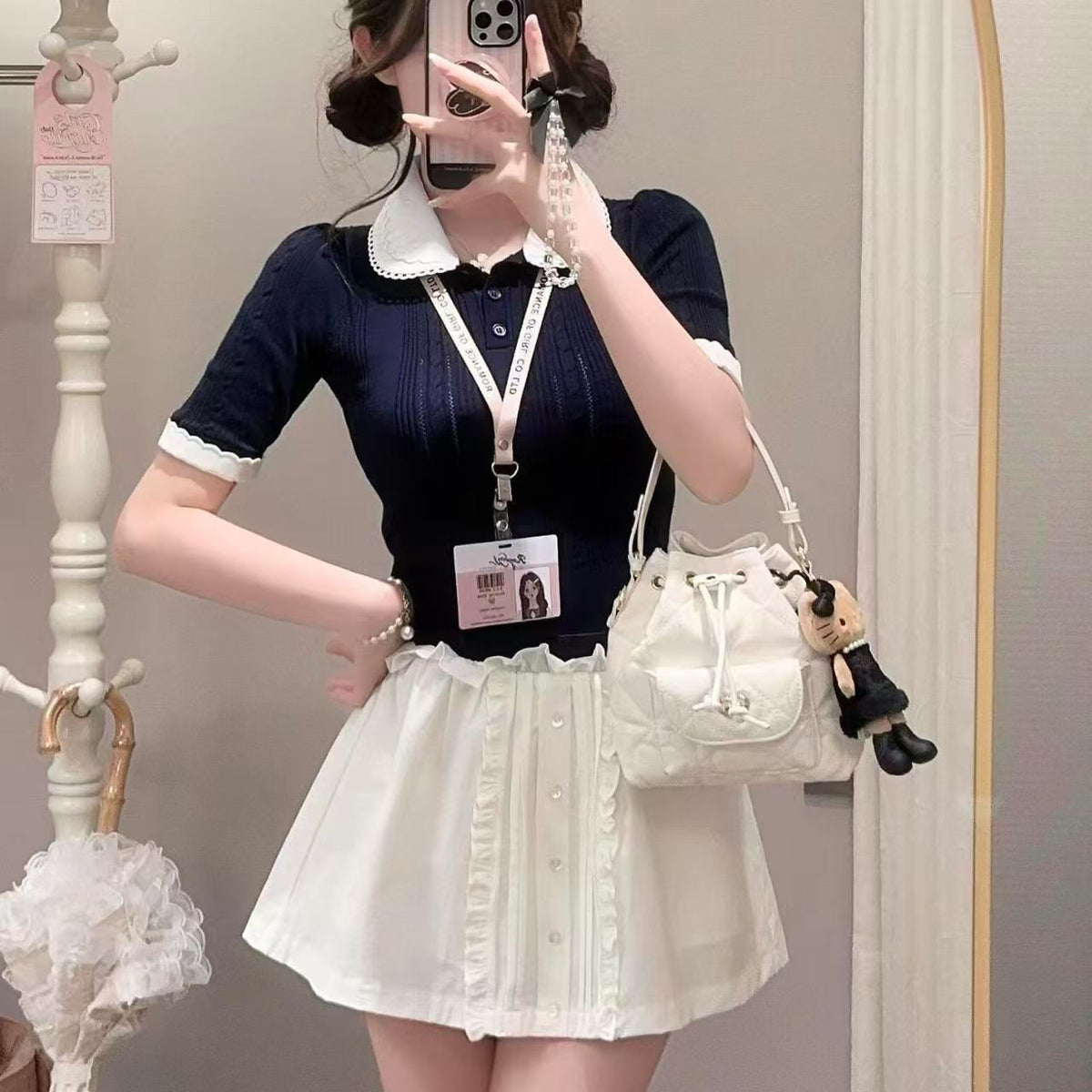 💕miu系針織撞色獨特絕美小套裝
