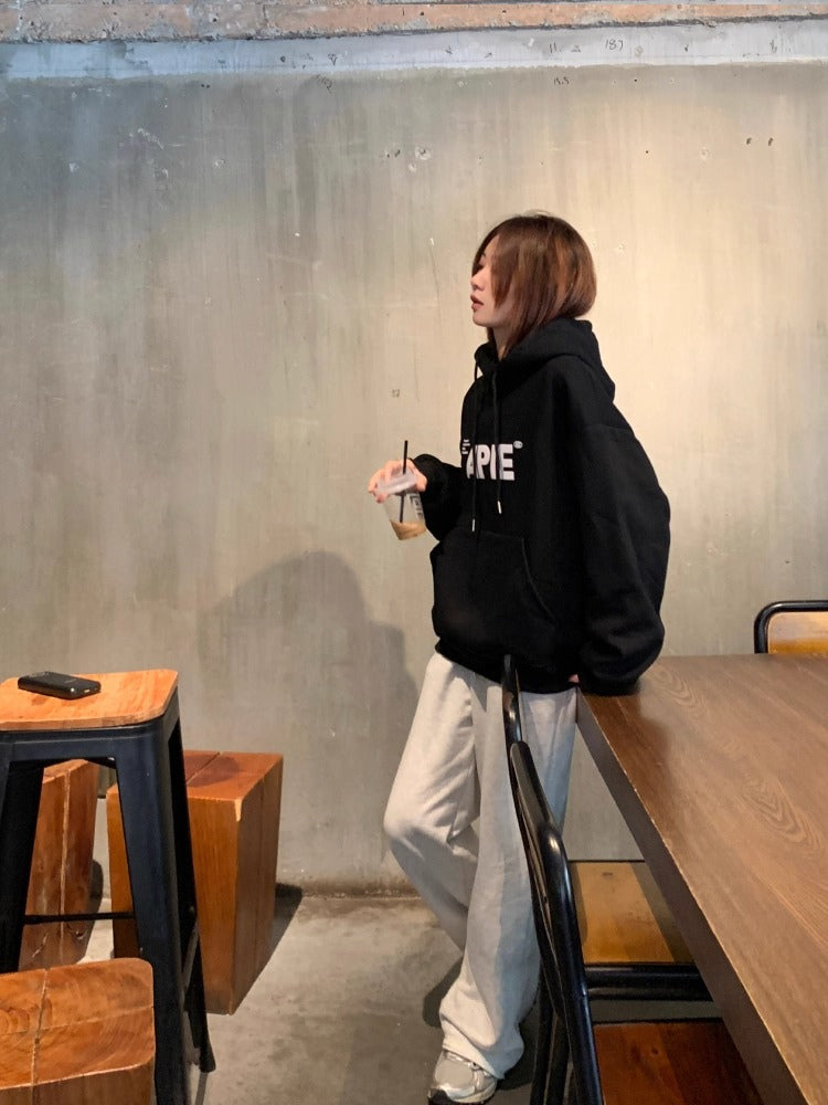 💕時尚簡約百搭字母連帽大學衛衣