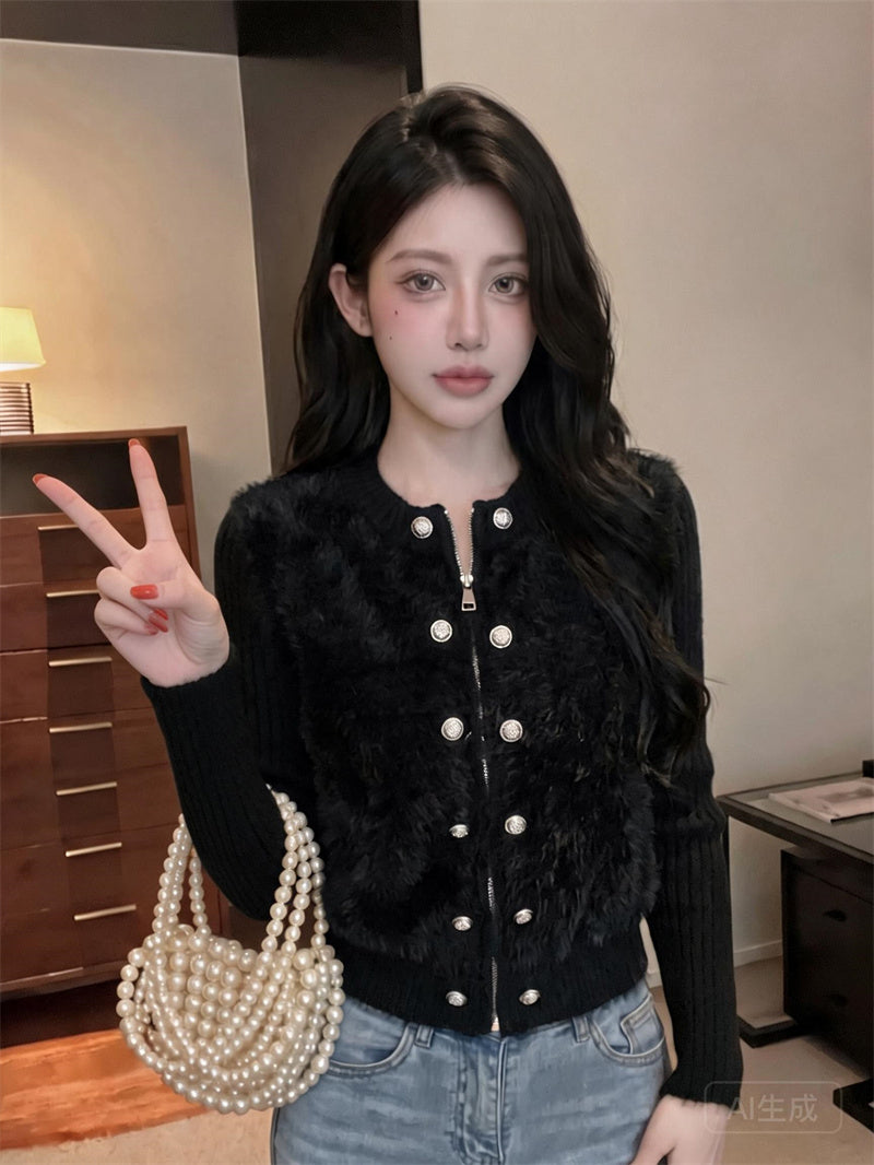 💕千金重工小香白色毛毛外套