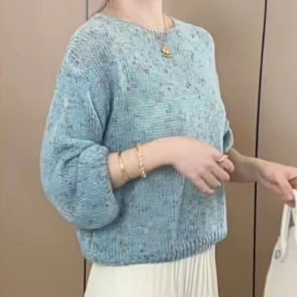 💕甜美重工採紗圓領混色針織衫